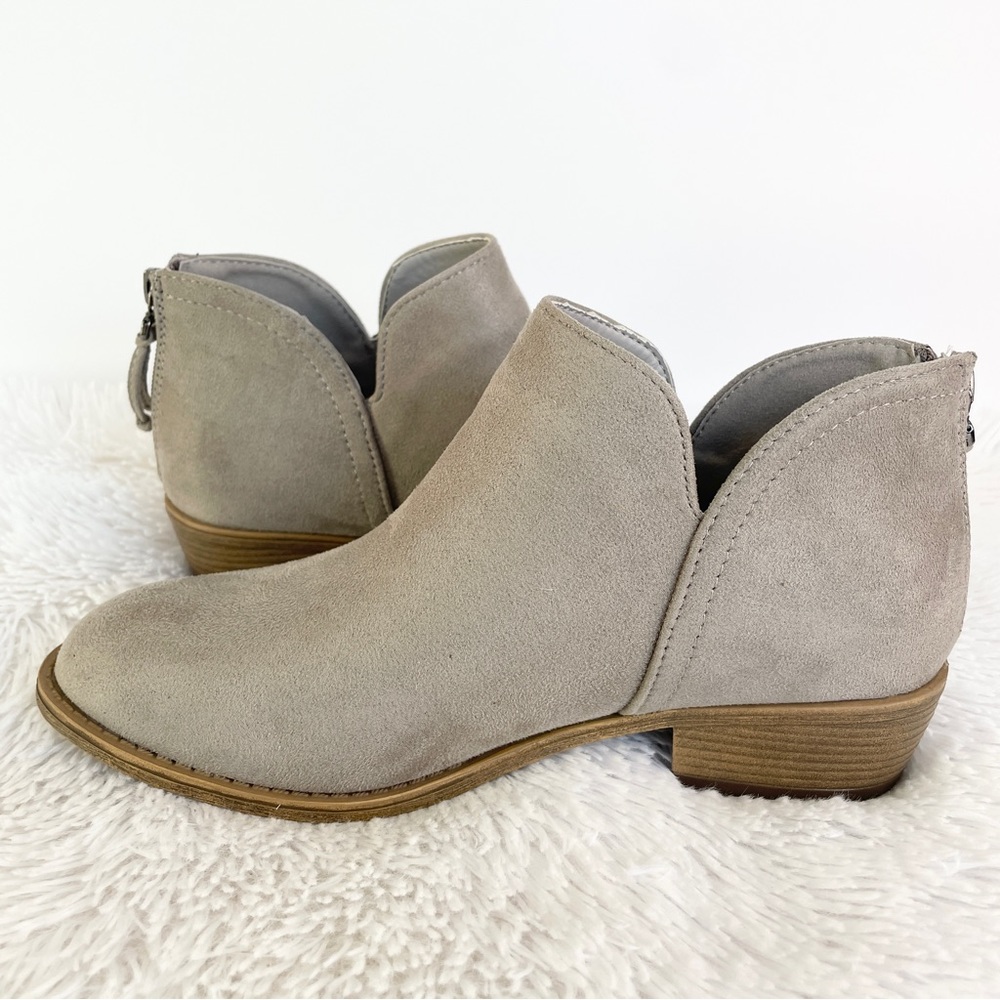 L Journee Collection grey , faux suede heel booties